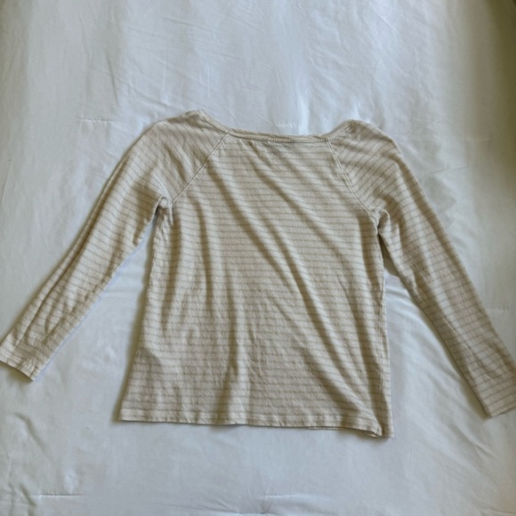 Banana Republic Cream and gold mettalic Stripe Long Sleeve Top Sz Small - Picture 3 of 7